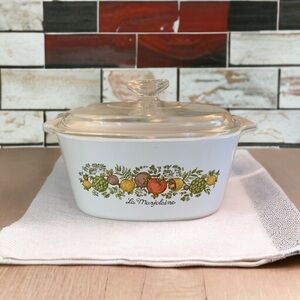 VINTAGE CORNING WARE A-3-B 3 QUART CASSEROLE DISH W/ PYREX A9C LID-SPICE OF LIFE
